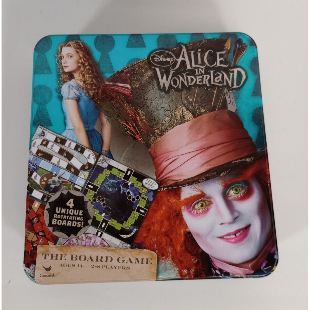Disney Alice in Wonderland Board Game Cardinal Tin 4 Rotating Boards 38016